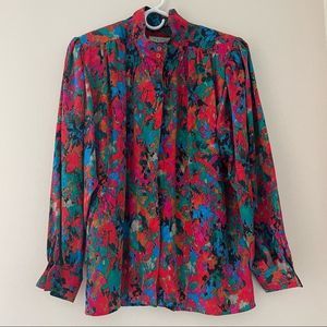 Vintage MR Jax CA 00176 women’s Floral Blouse Size 10